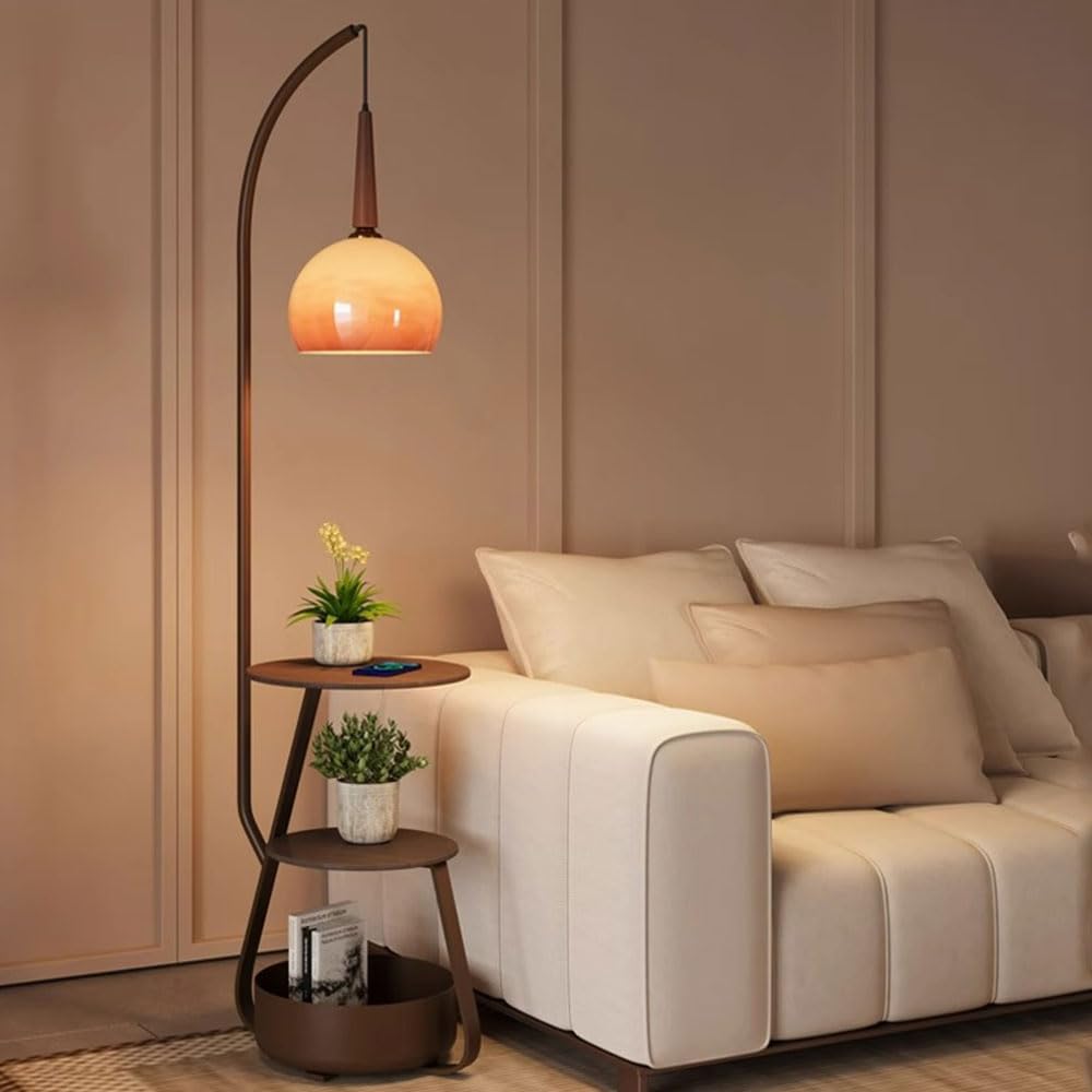Lampadaire multifonctionnel moderne et luminaire salon verre orange