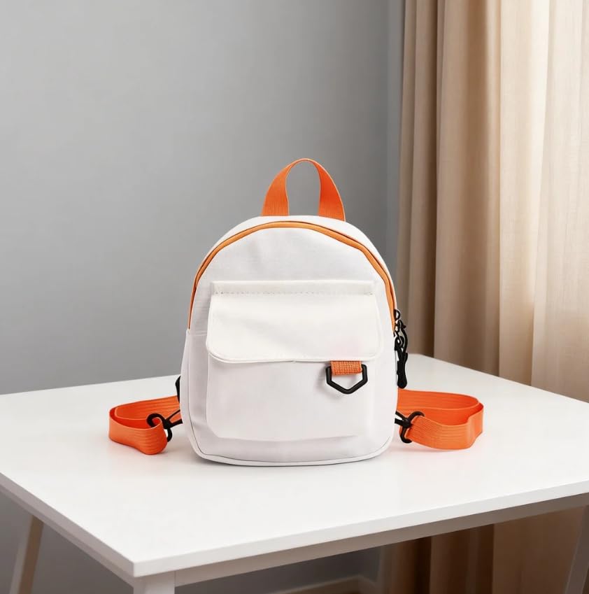 Mini mochila casual feminina, estilo britânico, bolsa de ombro pequena versátil, Branco, G