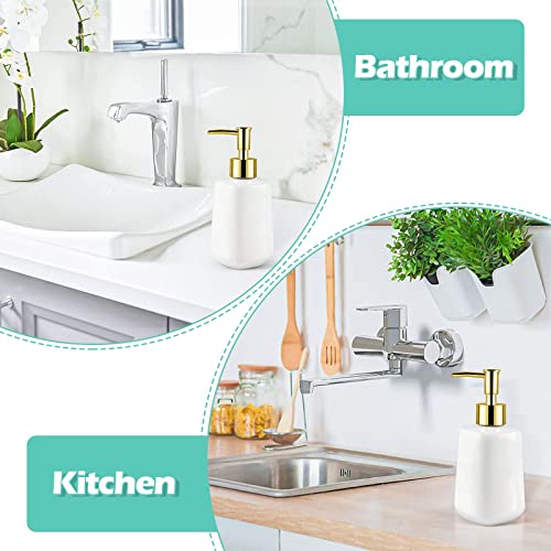 Image of 14OZ Dish Soap Dispenser, Hand Soap Dispenser Ceramic Bottle (Bright White) | Pump Dispenser Bottle, Refillable Liquid, Dish Soap, Hand Soap, Essential Oil & Lotion, Great for Kitchen & Bathroom