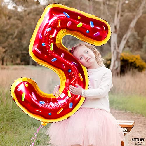 Image of KatchOn Donut Number 5 Balloon 40 Inch | 5th Birthday Balloon for Donut Party Decorations, 5 Balloon Number, 5th Balloons for Birthday Party
