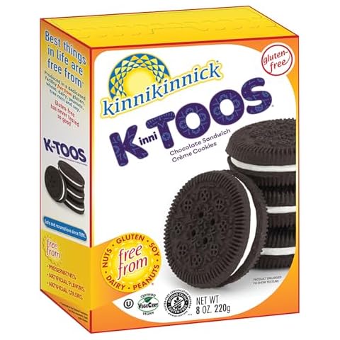 Kinnikinnick - KinniTOOS Chocolate Sandwich Cream Cookies - Gluten Free and Allergy Friendly, Vegan Cookies - 8 oz. Box Cover