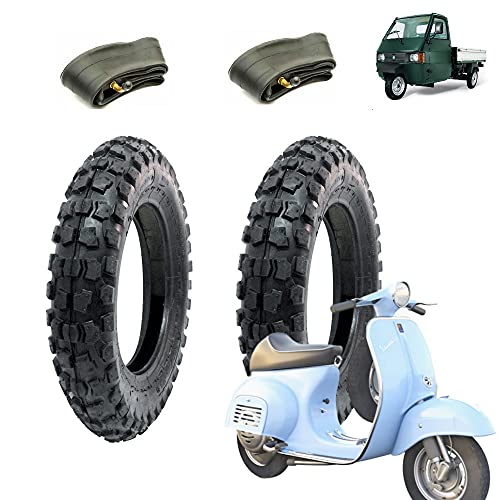 2 Pneumatici 3.00-10 Tassellati 4PR - Per Vespa, Ape E Lambretta, Gomme Rinforzate