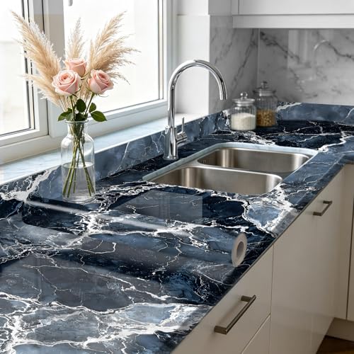 Image of Nuxovilar Grey Marble Vein Peel Stick Wallpaper PVC 15.75x39.37 Inches