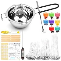 Kerzen Selber Machen Set Wachsschmelzer 600ml schmelztopf kerzenwachs und 100 Kerzendochte 8 Kerzenfarbe 1 Thermometer Candle Making Kit DIY Set bastelset Erwachsene