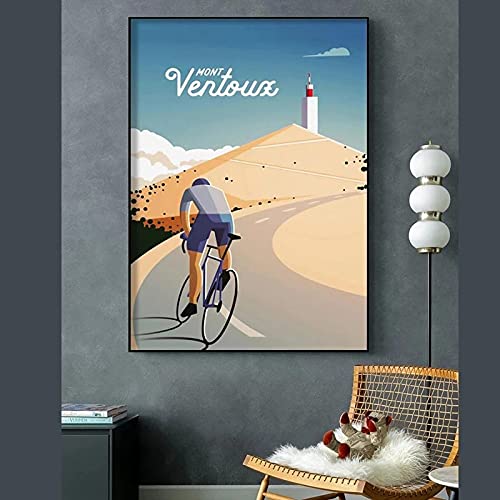 JLFDHR Impression sur Toile 40x60cm sans Cadre Rétro Cyclisme Mont Ventoux Col du Tourmalet Bahomontes Affiche Mur Art Photo Cadeau Chambre décor à la Maison Cover