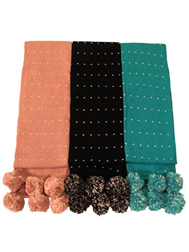 COUVER Girls Winter Pom-Pom Soft Acrylic Scarf with Heart[1 piece]3
