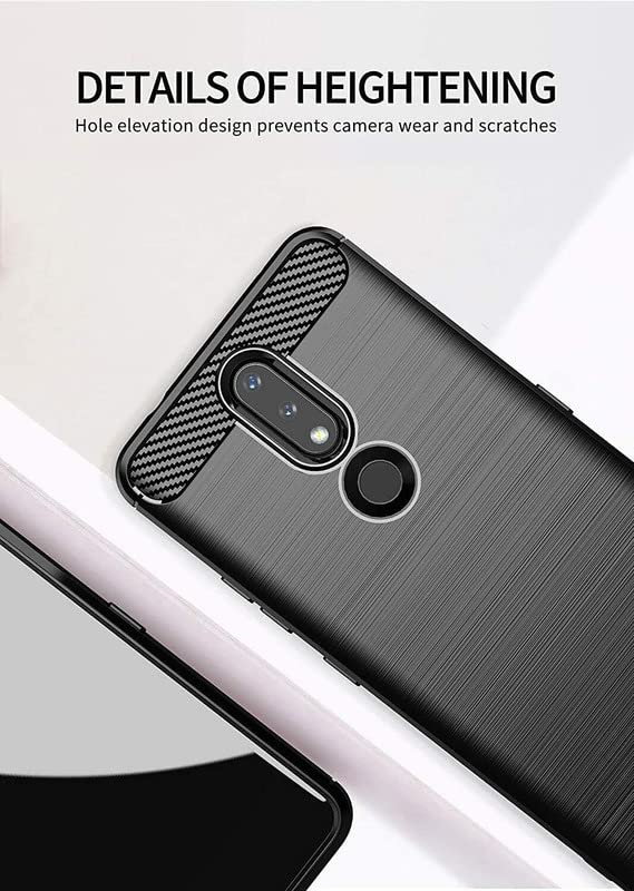 Image of NPRC Hybrid Ultra Slim Protective Case TPU Non-Slip Carbon Fiber Texture Shockproof Case Cover for Nokia 2.4 - Black