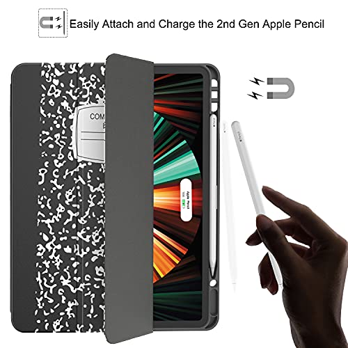 Soke New Ipad Pro 12.9 Case 2022/2021 With Pencil Holder - [Full Body Protection + 2Nd Gen Apple Pencil Charging + Auto Wake/Sleep], Soft Tpu Back Cover For 2022/2021 Ipad Pro 12.9 Inch(Book Black) #TOP3