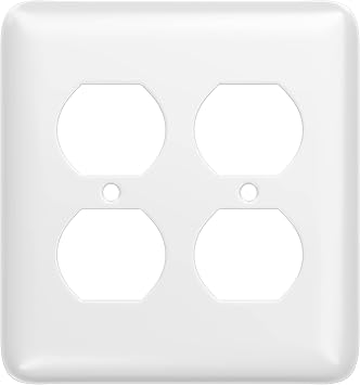 TayMac WRW-DD 2-Gang White Smooth Metal Maxi 2-Duplex Wall Plate WRW-DD, Outlet Cover Wall Plate with Screws, Electrical Outlet Cover Plate for 2 Devices