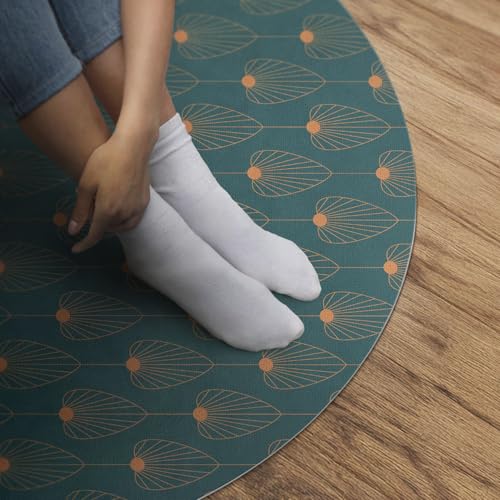 Tapis vinyle ø110 cm PVC rond durable et résistant pour maison