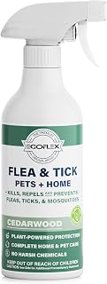 Flea Spray for Home & Pets - Flea and Tick Prevention for Dogs - Plant Based Repellent with Natural Essential Oils for Dog Flea Treatment Protection - Cedarwood Scent - 16 Fl Oz