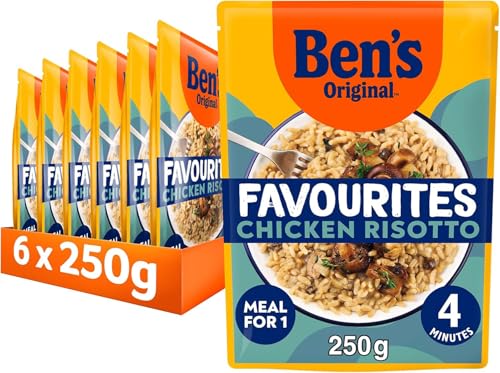 Ben's Original Favourites Microwave Rice, Risotto Chicken and Mushroom, Instant Rice for an Easy Meal, Source of Protein, Low in Saturated Fat, 6 x 250g Multipack
