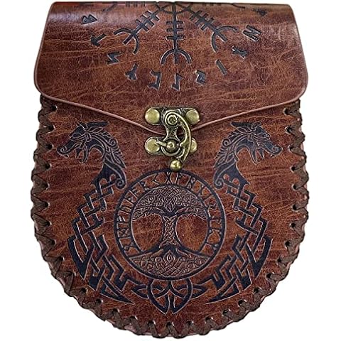 Belt Pouch Retro Medieval Viking Renaissance Nordic Leather Belt Bag Waist Fanny Pack Purse for LARP Ren Faire Cosplay Accessories, B3-Mascot, Renaissance Costume Cover