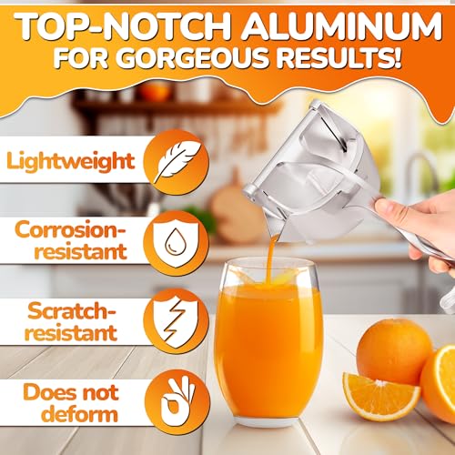 Image of Manual Juicer Hand Press with Ergonomic Heavy Duty Handle - Pour Spout for Mess-Free Pouring, Aluminum Alloy Hand Juicer Squeezer | 0.6 L Bowl - Juice Press for Lemon, Lime, Pomegranate & Home Canning