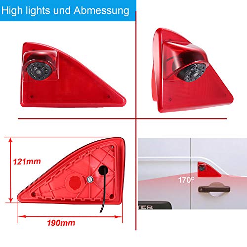 The Third Roof Top Mount Brake Light Reverse Rear View Camera Waterproof Parking Camera+7 inch LCD Monitor for Opel Vauxhall Movano ab 2010 Renault Master ab 2010 Nissan NV400 AB2010 - Image 4