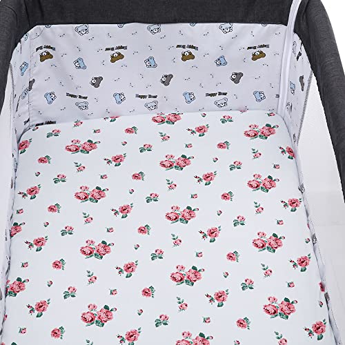 Image of Bassinet Sheet Set 4 Pack Snug Fitted Cradle Fitted Sheets, Stretchy Ultra Soft, for Oval Rectangle Hourglass Bassinet Mattress, Unisex Boy Girl, Floral /Pink