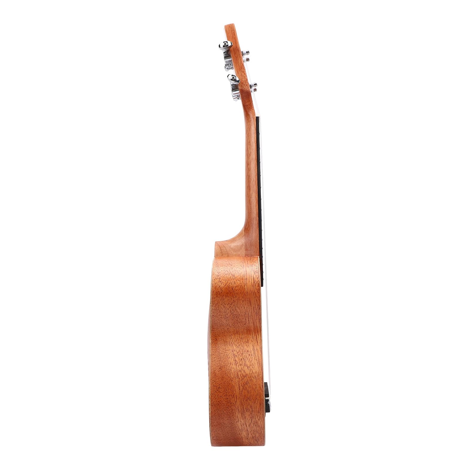 Ukelele de Caoba de 21 Pulgadas, Instrumento de 4 Cuerdas de Madera Maciza, Patrones de Grano Elegantes, Tono Rico, Marrón café, Afinador, Correa, Cejillas, Púas, Bolsa