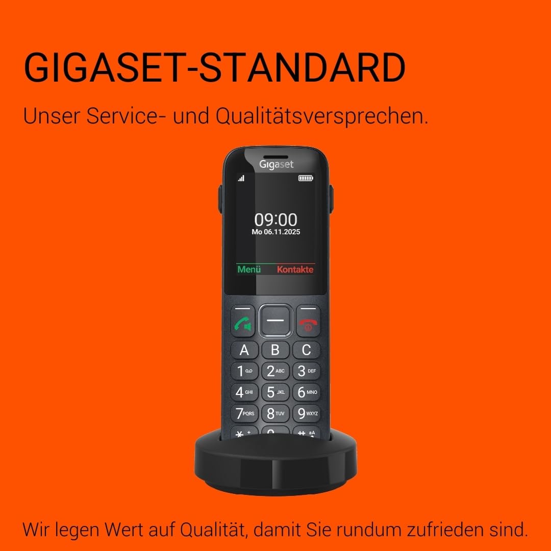Gigaset Comfort 600 SIM – 4G Volte HD-Telefon mit 2,4" Farbdisplay, Bluetooth 5.0, Hörgerätekompatibel, Großer Speicher für 500 Kontakte, kompatibel in DE, IT, FR, NL, BE, Che, AUT, anthrazit