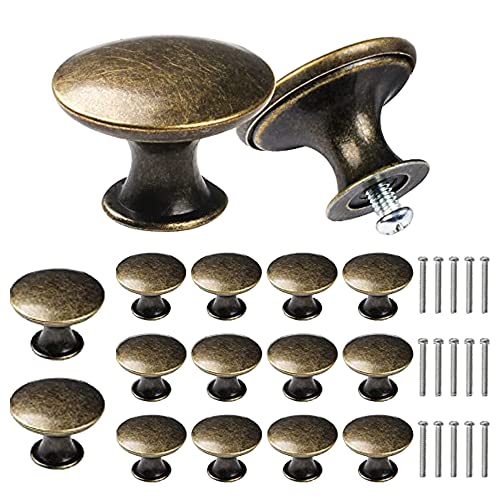 16Pcs Antiguos Vintage Con Mango de Latón de 30 MM , Vintage Tirador Para Cajón, Pomos Tiradores Mueble, Pomos Antiguos Vintage, Con Tornillos, Para Gabinete, Cajones, Cocina, Baño, Armario, Hogar