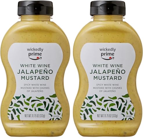 Amazon Brand - Wickedly Prime Mustard, White Wine Jalapeno, 11.75 Ounce (Pack of 2)
