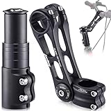 TOBWOLF Bike Stem Riser & Adjustable MTB Bicycle Stem, Universal 31.8mm Bike Stem, ±90 Degree Handlebar Stem for Angle Adjustment, 28.6mm Bike Fork Stem Extender for E-Bike Road Bike BMX Bicycle