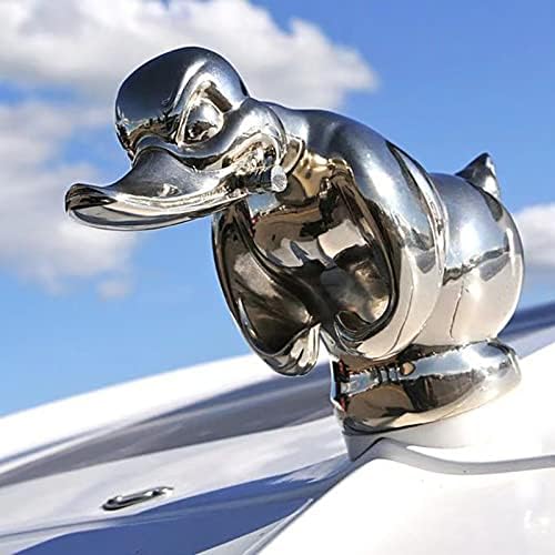 Meideli 3D Chromed Angry Duck Hood Ornament, Death Proof Duck Black Convoy Duck Hood Ornament Fun Front Hood Car Sticker, Angry Duck Decor Ornament for Car, Desktop, Cabinet, Bar Silver