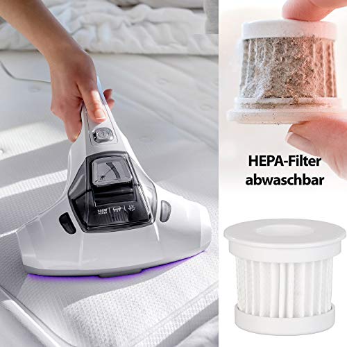 Sichler Haushaltsgeräte Milbenstaubsauger: 2in1-Milbensauger und UV-C-Flächendesinfektion, Vibration, HEPA-Filter (UV-c-Hygiene Sauger, Milbensauger mit Lampe, Beutel)