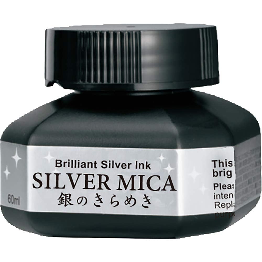 Kuretake Zig Silver MICA Ink 60ml – Ink for Dip Pen, Brush, Drawing