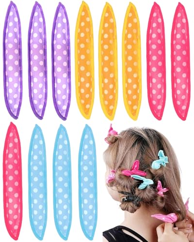 SCJJZ Rulos para el pelo,12pcs Rizadores de pelo espuma sin calor para pelo largo y medio,rodillos esponja pelo suave para niños y mujeres,rulos sueño, dormir en rodillos pelo,herramientas de peinado