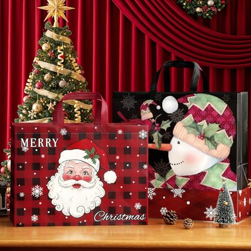 Image of STYPOP 12 Pack 17 inch Extra Large Christmas Gift Bags, Reusable Non-Woven Christmas Tote Bags with Handles, Perfect for Xmas Gift Wrap /Party Favor Supplies, 16.9 inch x 12.6 inch x 6.8 inch