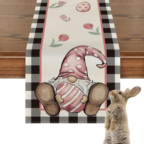 de mesa de decoración de Pascua, bonito mantel de huevo de conejo, 72 pulgadas, decoración de mesa de comedor de lino largo, suministros de cena, juego de caza de huevos de Pascua, fiesta de