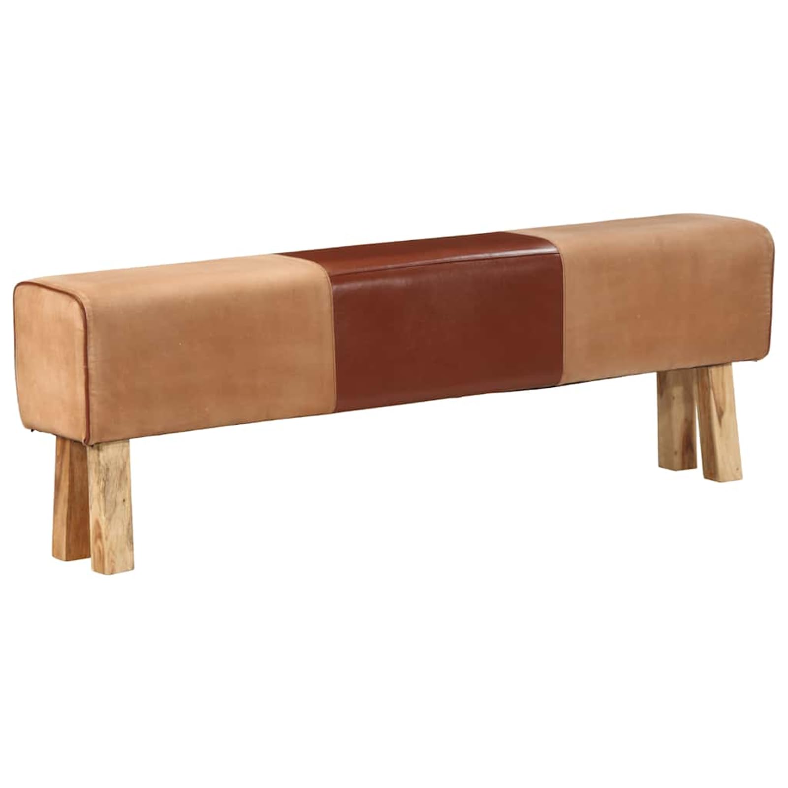 Turnbock-Bank Bank Turnbock Design 160 cm Brązowy Prawdziwa skóra akacja | Powierzchnia siedziska z prawdziwej skóry, masywny stelaż z drewna akacjowego, styl vintage, gruba tapicerka