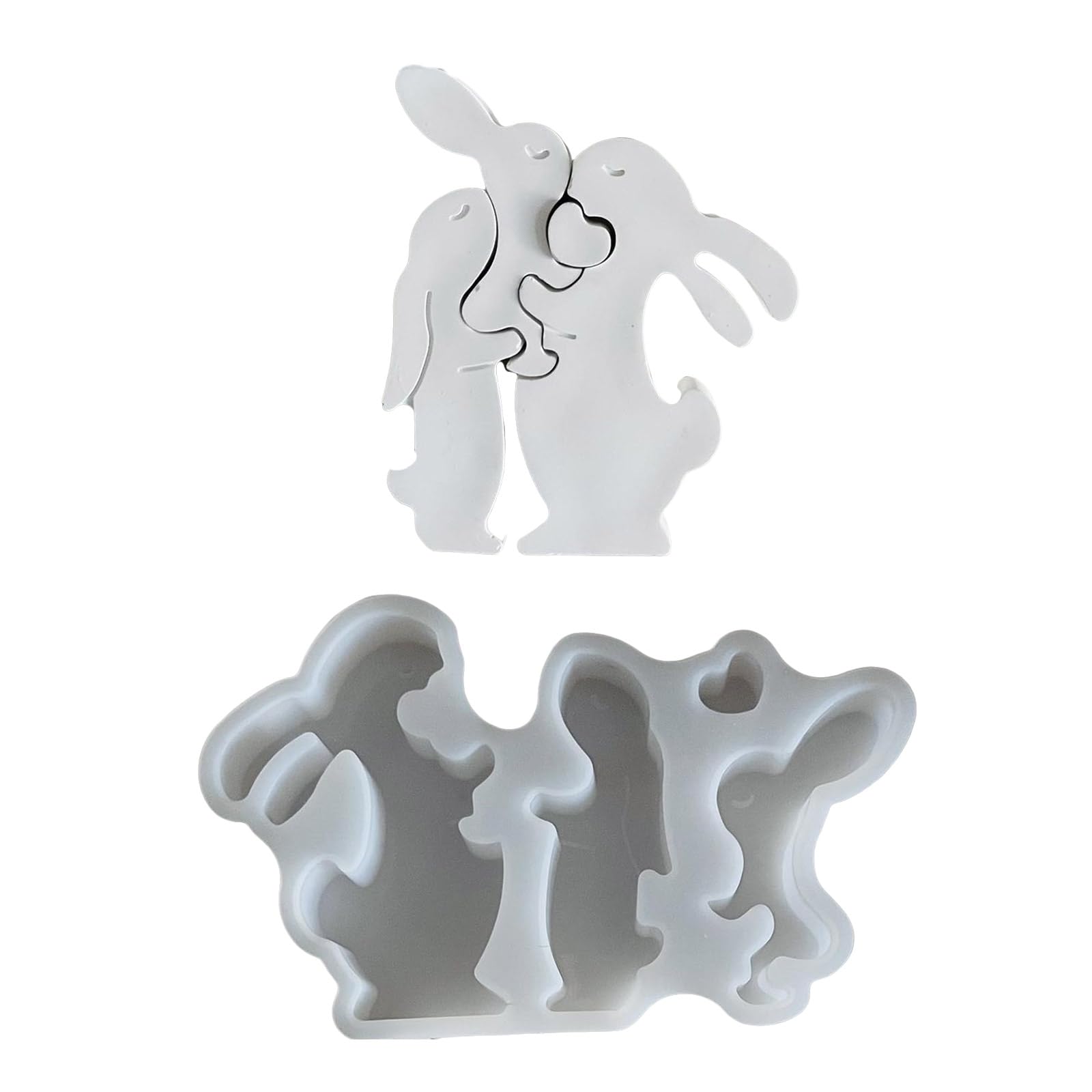 Nucelit Rabbits Statue Silicone Molds for Epoxy Resin Making Rabbits Fondant Mold for Candy Chocolate Desserts Silicone Mold