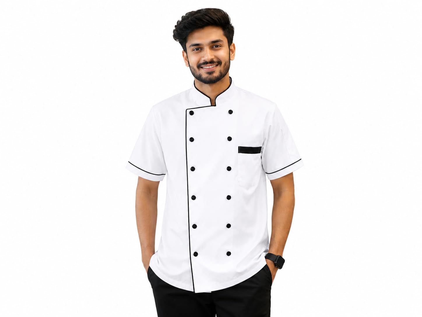 Uniform Half Sleeve Double-Breasted Chef Coat for Men-picture-42