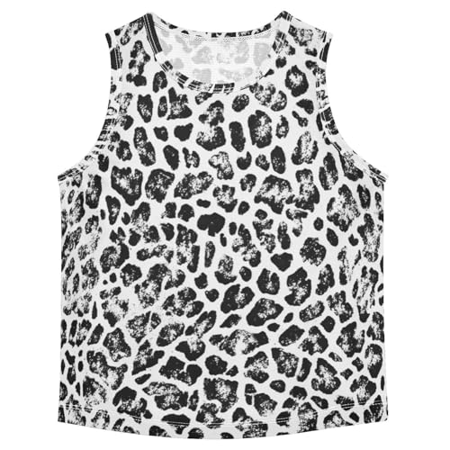 Boys Tank Top Shirts Leopard Skin Print Black White Sleeveless T-Shirts Crew Neck for Kids Clothing Children