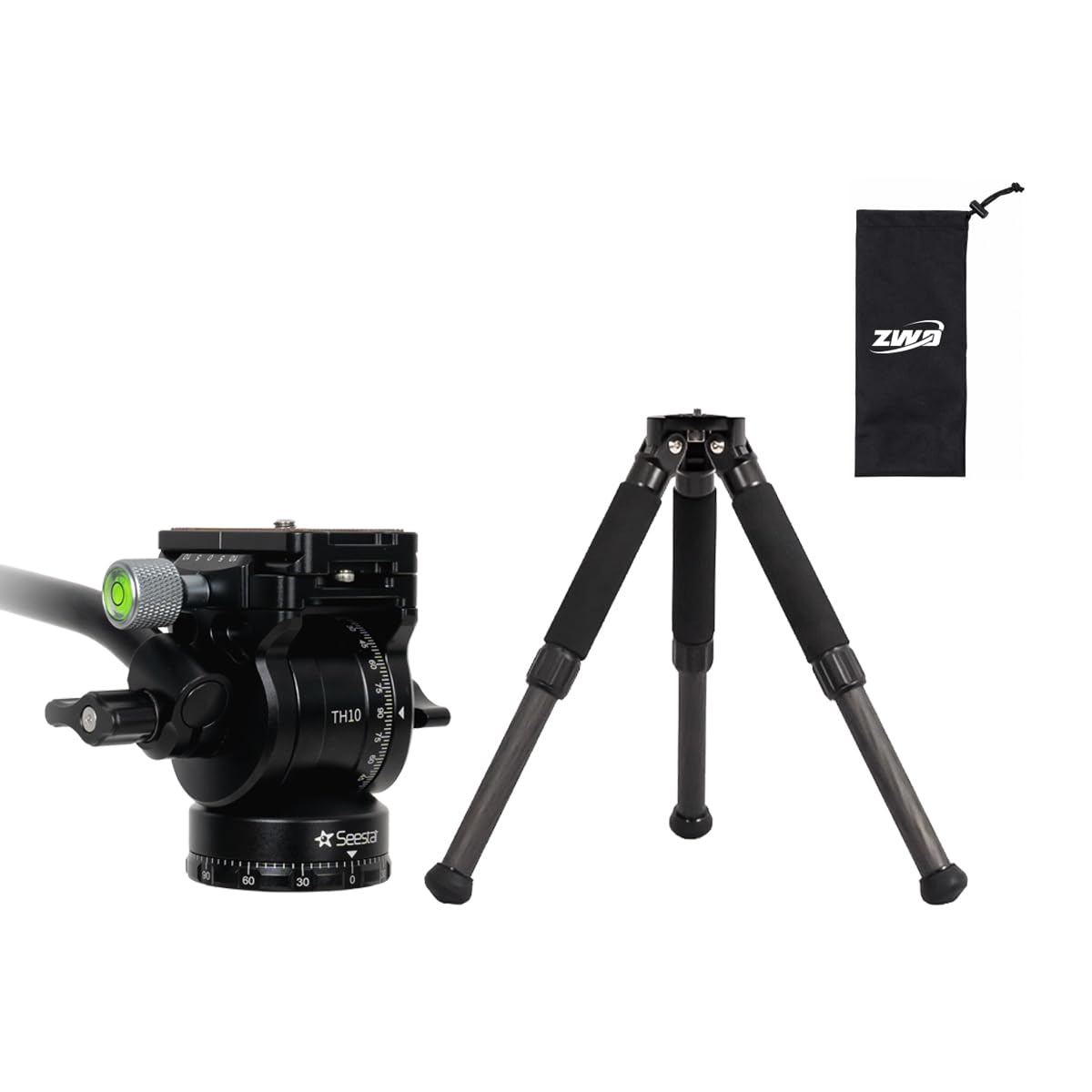 ZWO Seestar Stativkopf TH10 & Stativ TC20 für Seestar Smart-Teleskop, Fluidkopf für Äquatorialmodus, 360° Schwenk- und ±90° Neigefunktion, kompatibel mit DSLR-, System- und Videokameras TH10+TC20