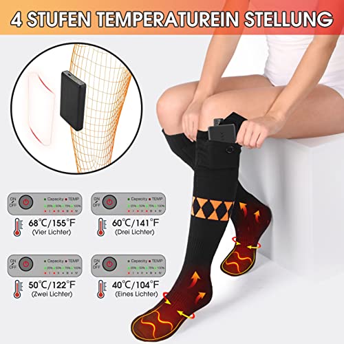 Beheizbare Socken, APP Smart Elektrische Warme Socken 2X5000mAh Beheizte Skisocken Verdicken Wiederaufladbare Heizsocken… - Image 3