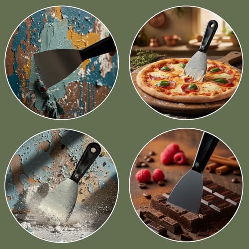 Image of Stainless Steel Scraper Cutter Multi-Purpose Kitchen Filling Knife with Plastic Handle (3 Inch)