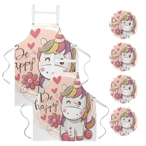 Tablier de cuisine avec 4 broches motif licorne lot de 2 lavable pour bistrot