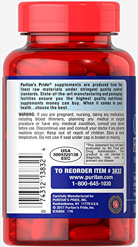 Puritan's Pride Omega-3 Fish Oil 1000 Mg, 100 Count #TOP7