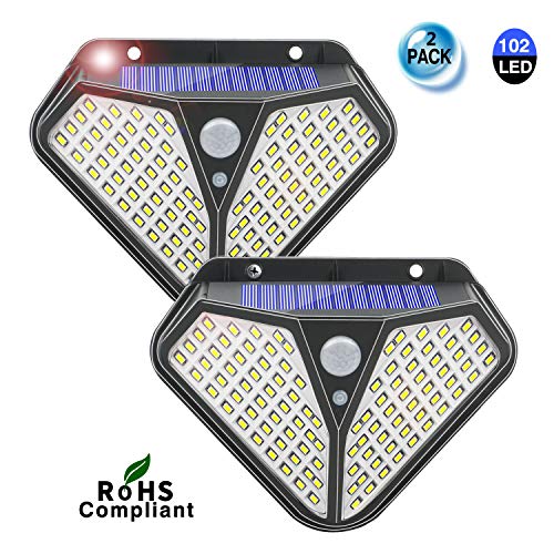 Preisvergleich Produktbild Shinmax Solarleuchten Outdoor 94LED Sicherheitsleuchten Außen Solar Bewegungsmelder Solar Fairy Gartenleuchten Powered Lamp Wasserdichte drahtlose Wandleuchten mit 3 intelligenten Modi