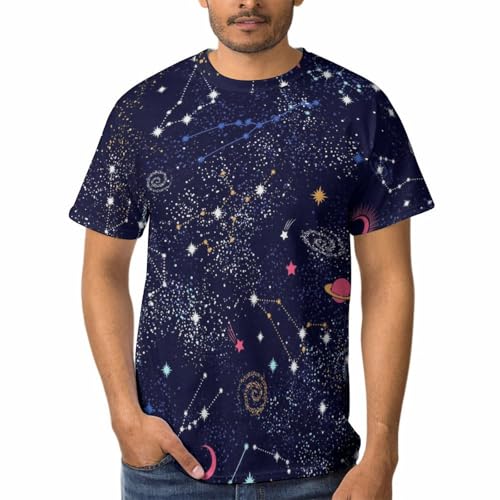 T-Shirt Homme Planète Espace Anti-Déformation à Col Rond Confort