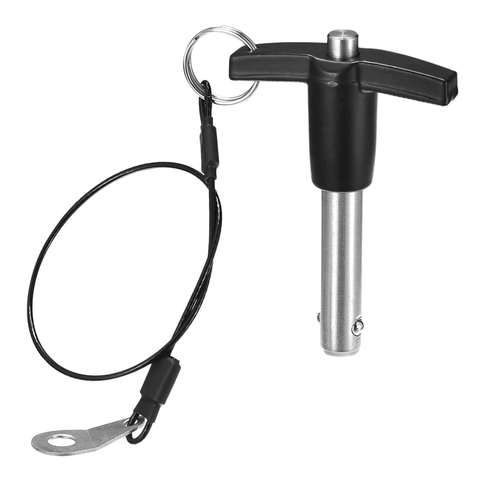 TA-VIGOR T Handle Lock Pins, 9.5mm Dia 30mm Length Stainless Steel Push-Button Quick Release Ball Locking Pin with Lanyard Cable for Speaker Aviation Gym Machine — image 1