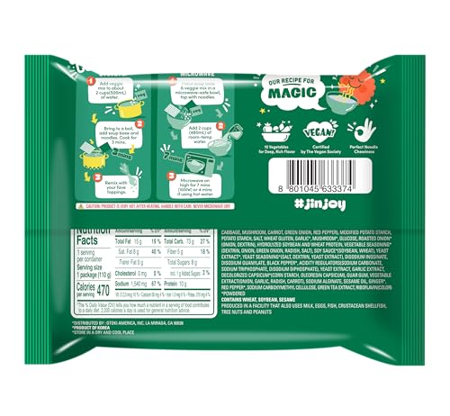 Image of OTOKI Jin Ramen Korean-Style Instant Noodles Veggie Flavor 110g, Pack of 4 (440g) | Veg & Authentic Korean Ramen Noodle | The Product of Korea