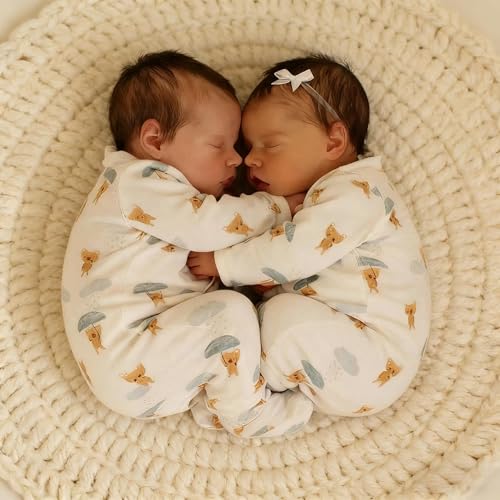 RXDOLL Reborn Babypuppen Zwillinge Silikon Ganzkörper 18 Zoll Realistische Babypuppe Zwillinge Mädchen Einschlafen Lebensechte Reborn Babys, die echt aussehen Vollsilikon Reborn Puppen Waschbar – Bild 4