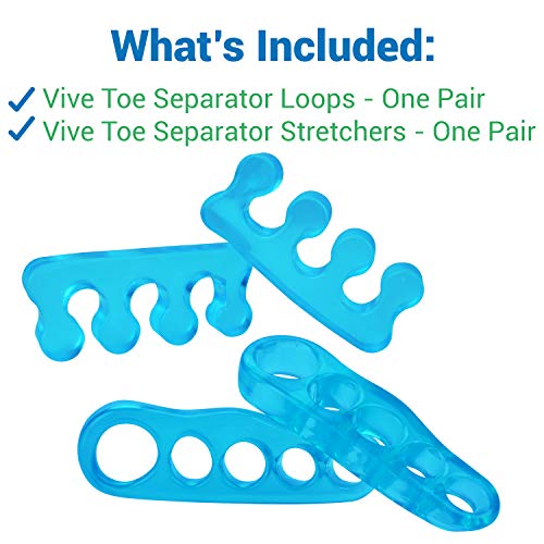 vivesole toe separators for men amp women medium 2 pairs - silicone gel spreaders - therapeutic spa stretchers for plantar fasciitis bunions overlapping hammer toe spacers - metatarsal yoga cushion