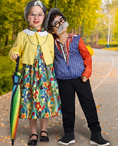 image for IKALI Girls 100 Year Old Costume Child Grandma Outfit Old Lady Fancy D
