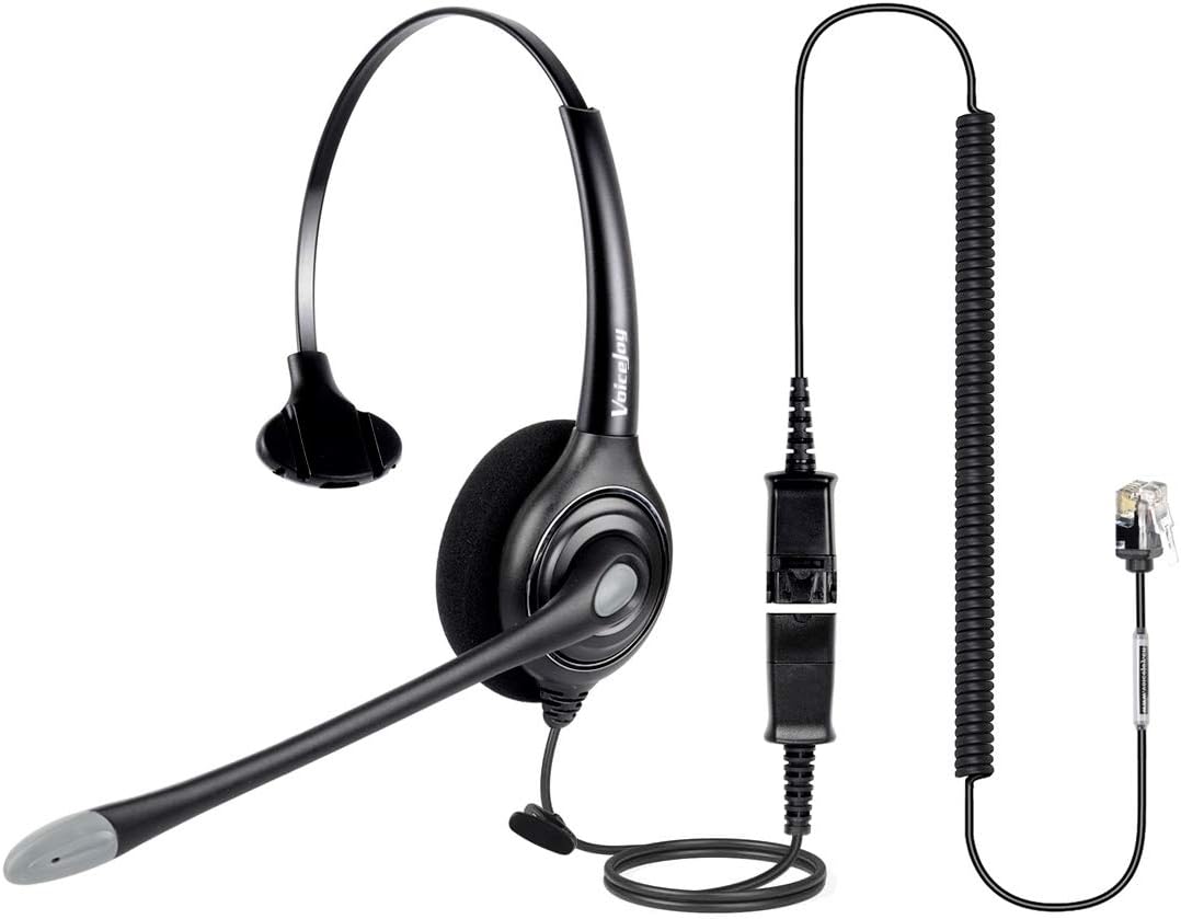 VoiceJoy Cisco Headset with Noise Cancellation and RJ9 Quick Disconnect Cord Monaural Call Center Headset ONLY for Cisco Phone Models 8821,7975,7945, 8841 8851 8861 8941 8945 etc