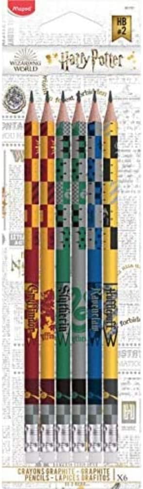 6 Graphite Pencils - Harry Potter HB Eraser Tip - Harry Potter Pencils - Set of 6