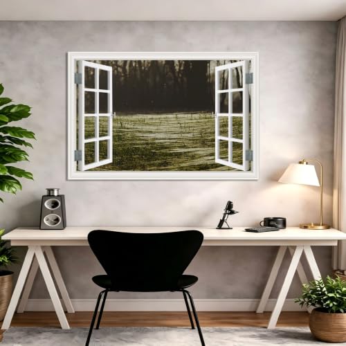 Cuadro lienzo efecto ventana de 20x30cm con paisaje de montañas nevadas 4